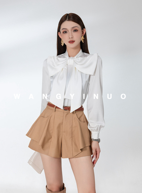 MD依诺【蝴蝶少女】2025早秋新品时尚轻奢气质显瘦蝴蝶结长袖上衣