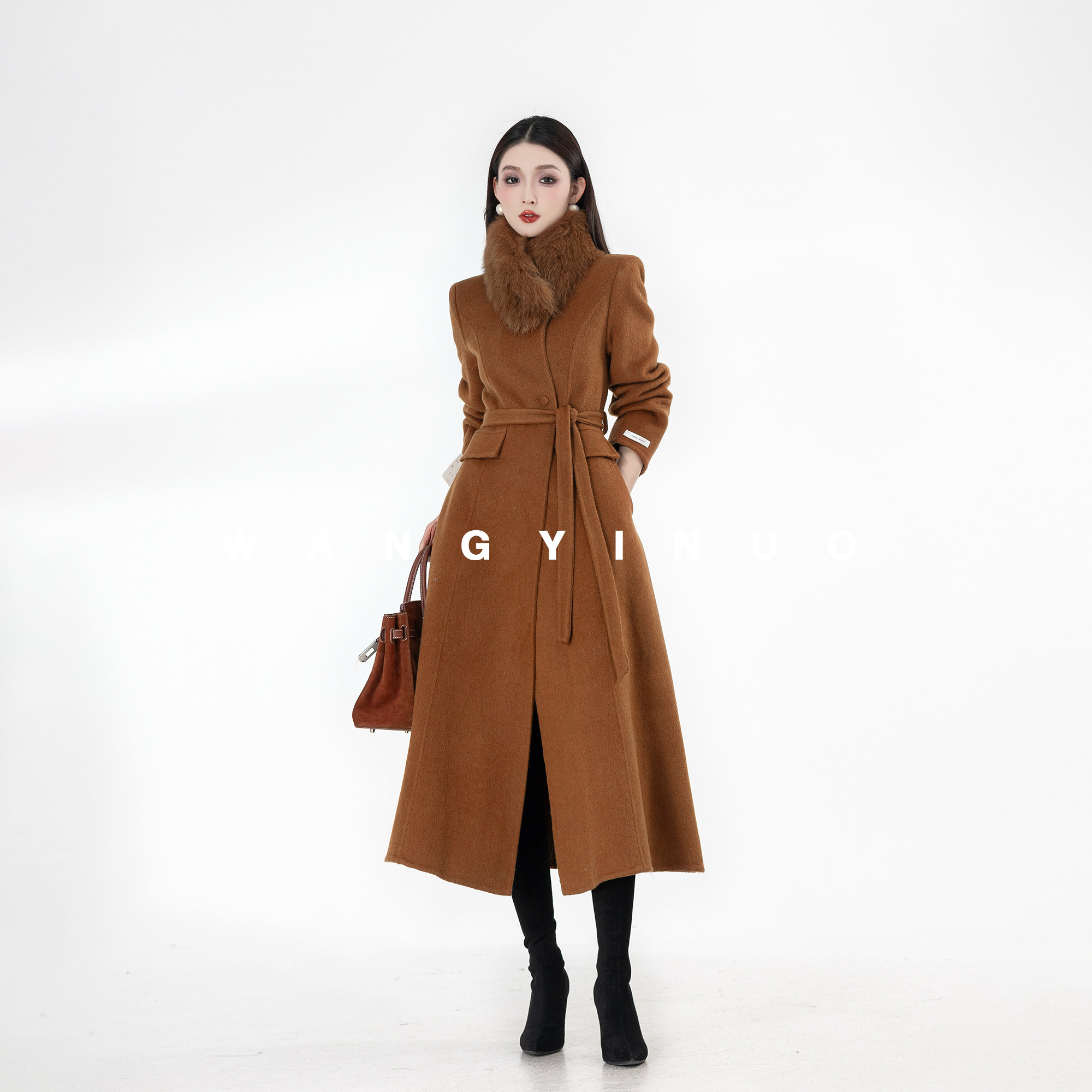 MD依诺【若隐若现】2025冬季款休闲时尚百搭宽松保暖羊毛大衣外套