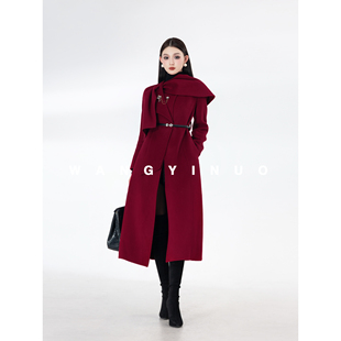 红鸾锦绣 系带保暖气质羊毛长袖 2025冬季 休闲时尚 外套 款 MD依诺