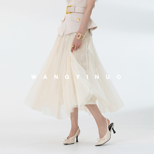 时尚 2026夏季 设计感显瘦气质蕾丝拼网纱半身裙 风铃幻想 MD依诺