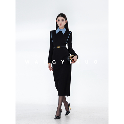 MD依诺【秀场重磅】2025冬季新款显瘦收腰气质百搭加绒名媛连衣裙