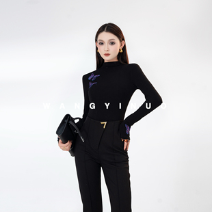 老钱风保暖复古黑色显瘦紫蝶打底上衣 2025冬季 MD依诺 名伶千金