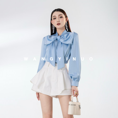 MD依诺【蝴蝶少女】2026春季款时尚设计感蝴蝶结休闲宽松长袖上衣