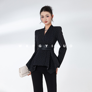 时尚 MD依诺 款 2025秋季 气质烫钻百搭复古港风精致外套 暗夜漫步