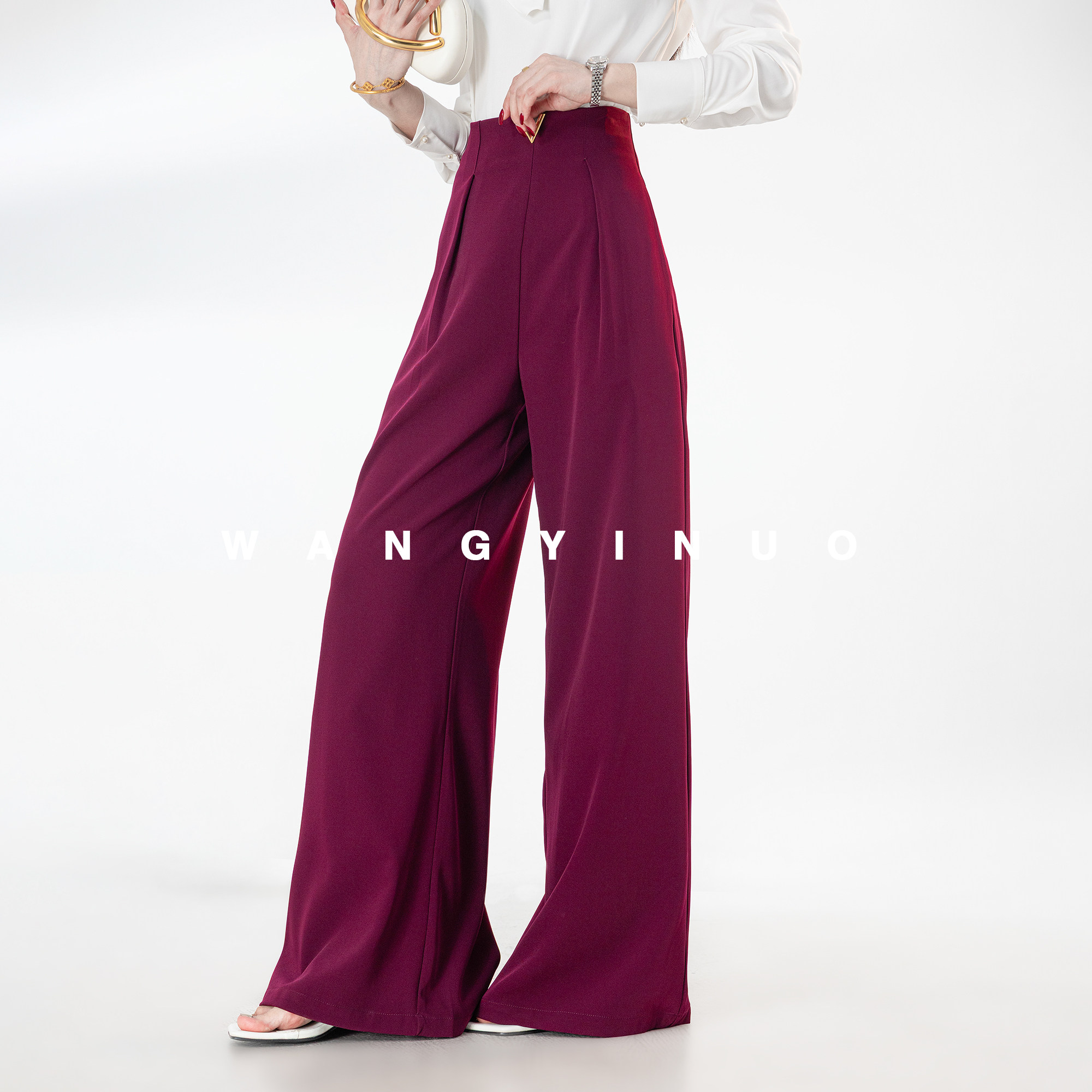 MD依诺【日暮巴塞】2026新款高腰显瘦垂坠轻奢通勤直筒阔腿裤