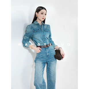 岸芷汀兰 设计感纽扣牛仔长袖 2026春季 气质时尚 外套 新款 MD依诺