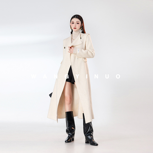 翻领百搭显瘦保暖长款 MD依诺 款 2025冬季 系带羊毛外套 帕顿庄园