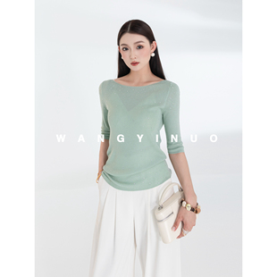 通勤风针织手工烫钻工艺女装 2026夏季 上衣T恤 简约法则 MD依诺