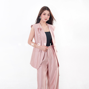 MD依诺【波西玫瑰】2025年夏季老钱风百搭小众玫瑰马甲休闲裤套装