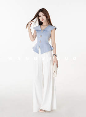 MD依诺【爱神出街】2025夏季时尚百搭欧若风休闲显瘦白色裤子长裤