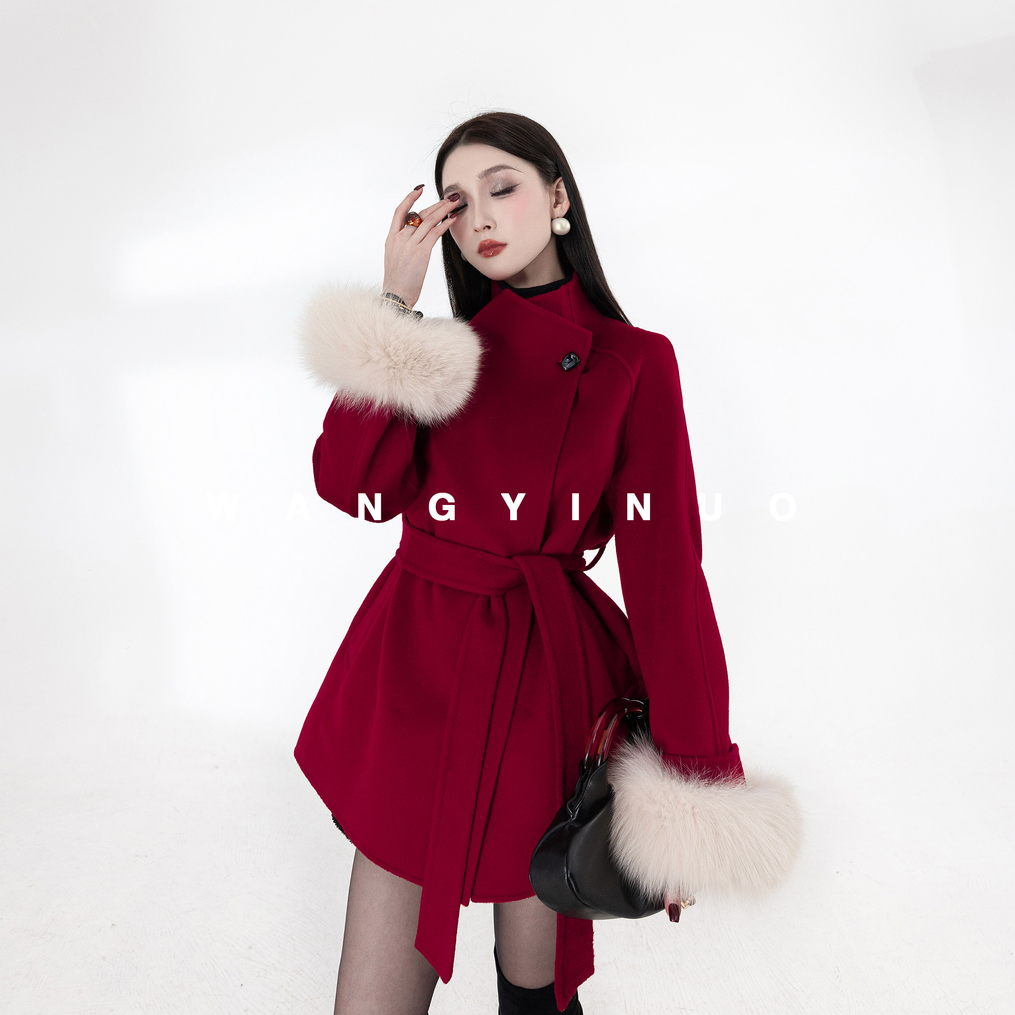 MD依诺【顶流千金】2025冬季气质时尚设计师系带显瘦长袖羊毛外套,女装/女士精品,毛呢外套,淘宝优惠券,粉丝福利购,淘宝优惠卷