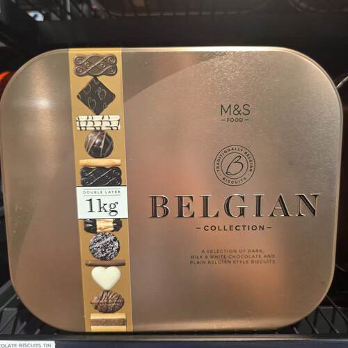 代购 玛莎 Belgian比利时混合口味巧克力曲 铁盒装进口送礼饼干