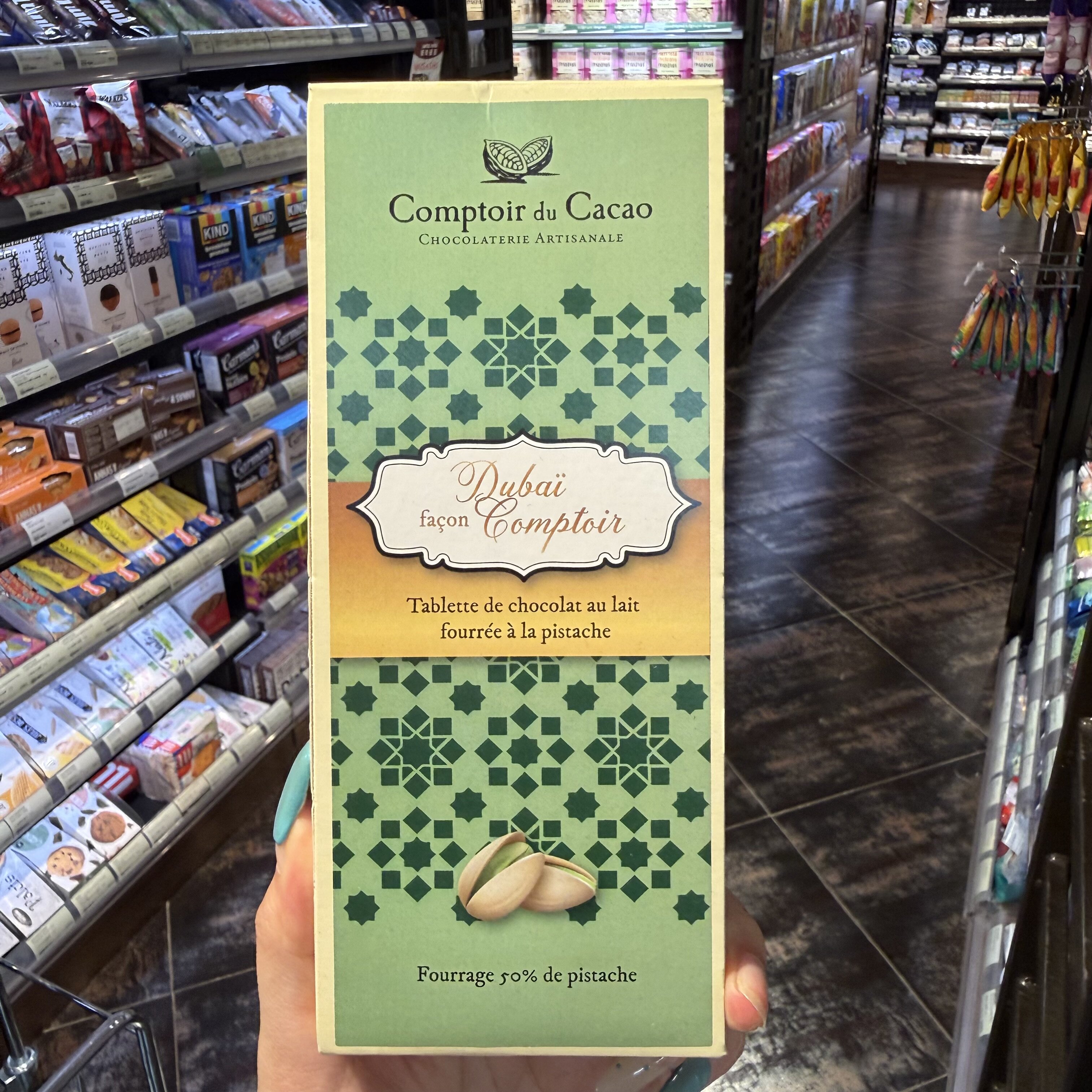 香港代购 法国 Comptoir du Cacao 迪拜风味开心果牛奶巧克力排块