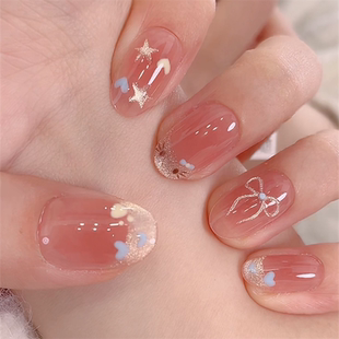 美甲穿戴甲2025新款 裸色猫眼甲片美甲贴片显白高级感短款纯手工