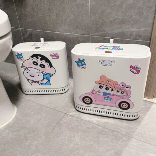 蜡笔小新家用垃圾桶2025新款卫生间厕所带盖大容量客厅厨房夹缝