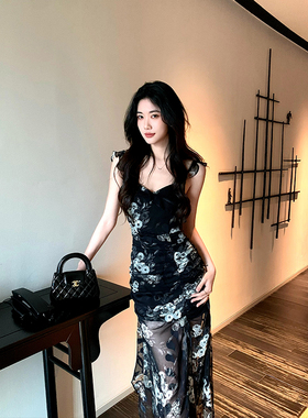 Norain不下雨【6折清仓】荷叶边褶皱碎花连衣裙女夏海边度假裙子