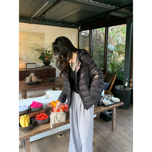 Norain不下雨白色连帽排骨短款羽绒服女冬季新款轻薄保暖修身外套