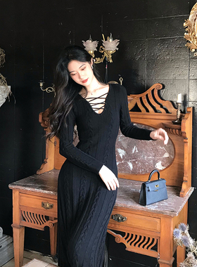 【现货5折清仓】Norain不下雨纯欲针织连衣裙包臀肌理裙