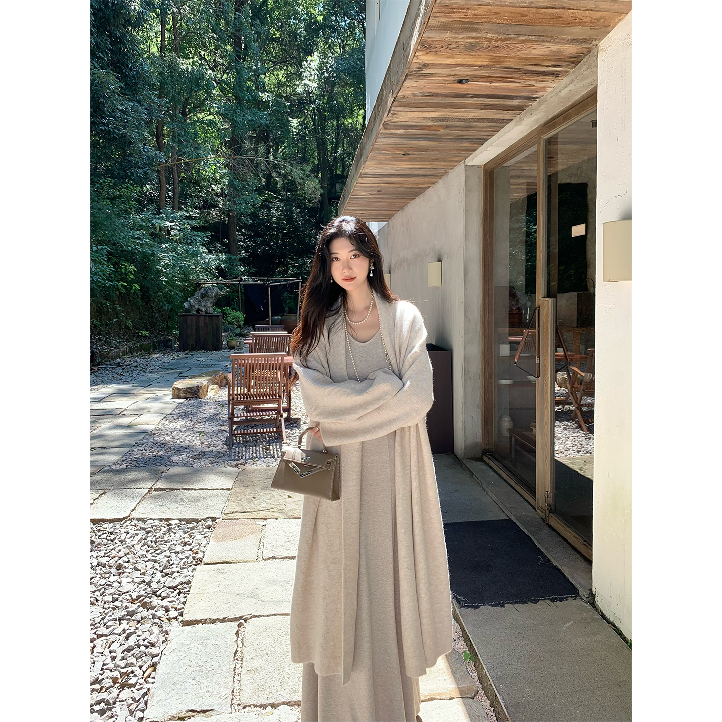 Norain不下雨慵懒风长款针织开衫外套女百搭宽松修身显瘦秋冬上衣