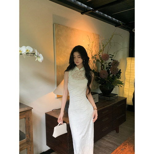 Norain不下雨新中式无袖收腰旗袍连衣裙女夏季高级感气质长款裙子