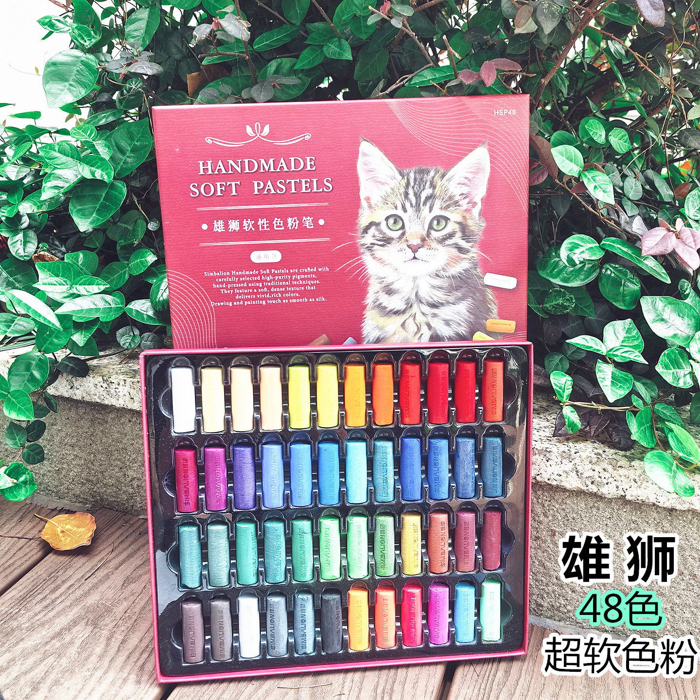 雄狮色粉软式48色套装手工色粉笔短支超软色粉笔美术专用手绘色粉