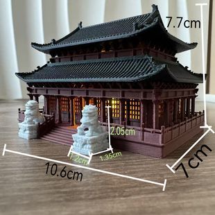 带灯太和殿中式建筑模型宫殿摆件鱼缸造景庭院假山装饰微景观仿真