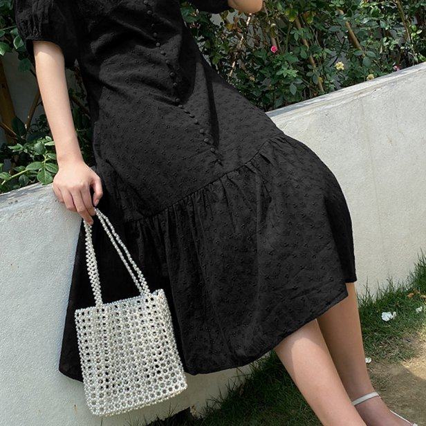 爱蔷薇智熏法式V领白色连衣裙子宽松女仙2020夏季大码显瘦中长款