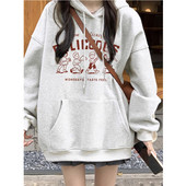 美式 外套 大码 复古卫衣女2024春秋季 小个子宽松韩系慵懒风连帽薄款