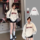 秋冬季 加绒加厚卫衣女2025新款 爆款 小个子宽松韩系慵懒风连帽外套