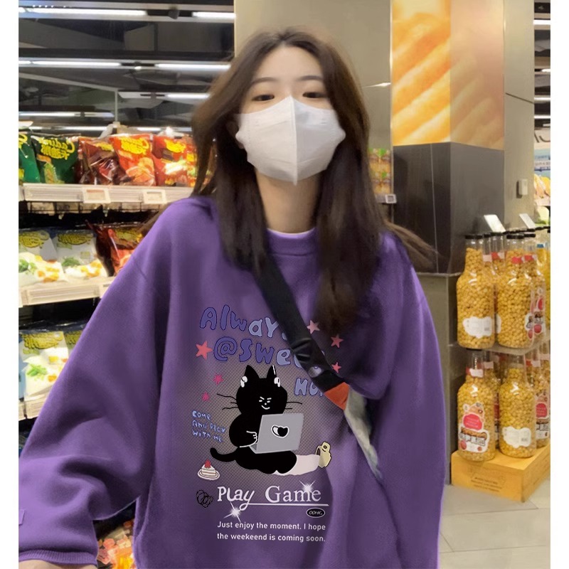 无帽圆领卫衣女2025新款秋冬上衣