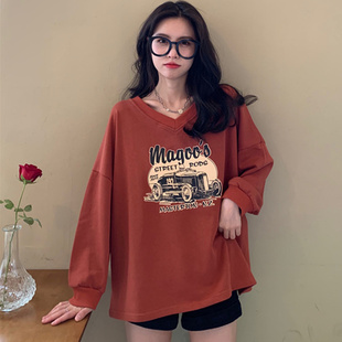 美式 潮牌ins上衣bf慵懒风oversize外套 复古hiphop卫衣女春秋薄款