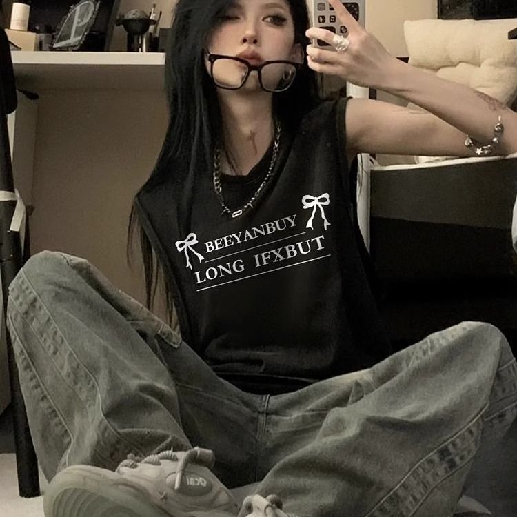 纯棉辣妹吊带坎肩背心无袖t恤女