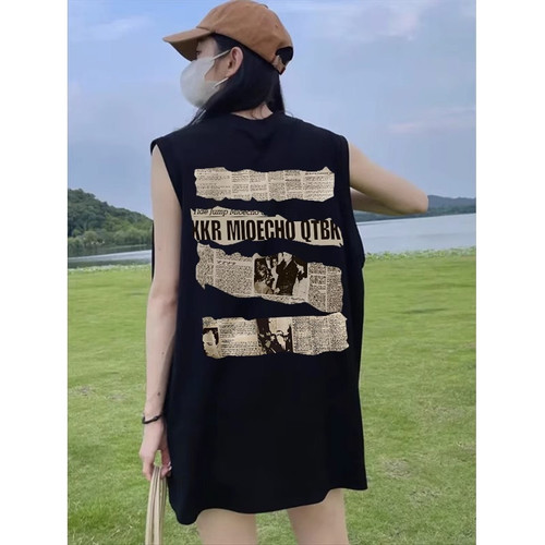 纯棉吊带坎肩背心无袖t恤女2024