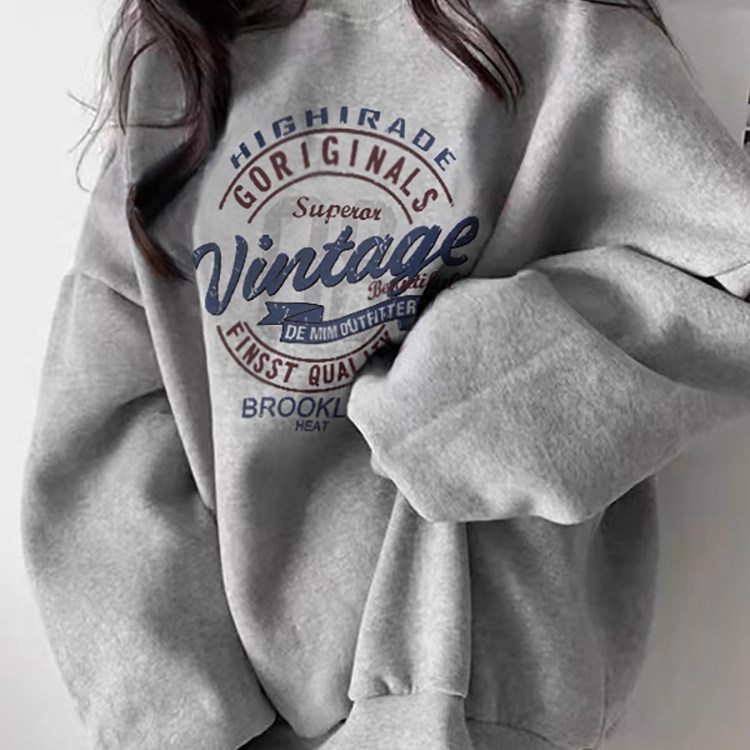 无帽圆领卫衣女2025新款秋冬季小个子韩系宽松慵懒风加绒加厚上衣,女装/女士精品,卫衣/绒衫,淘宝优惠券,粉丝福利购,淘宝优惠卷