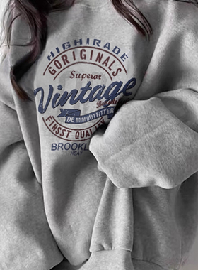 无帽圆领卫衣女2026新款爆款春秋季小个子韩系宽松慵懒风加绒上衣