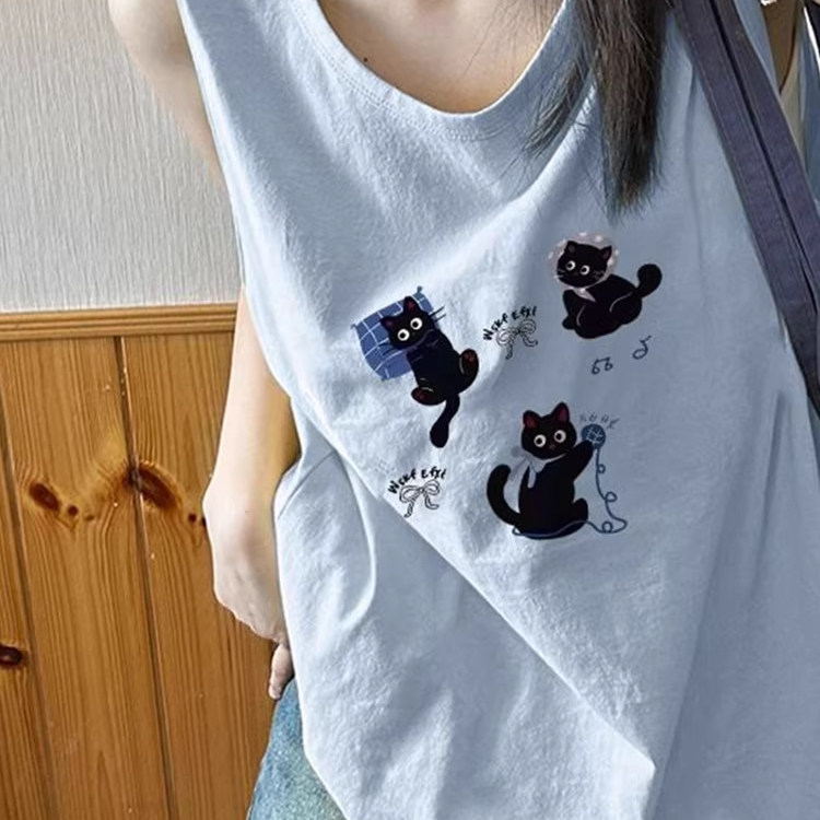 纯棉吊带运动坎肩背心无袖t恤女图片