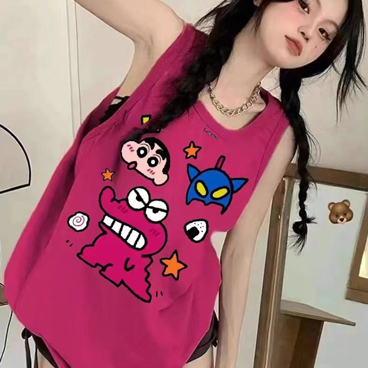 纯棉吊带运动坎肩背心无袖t恤女