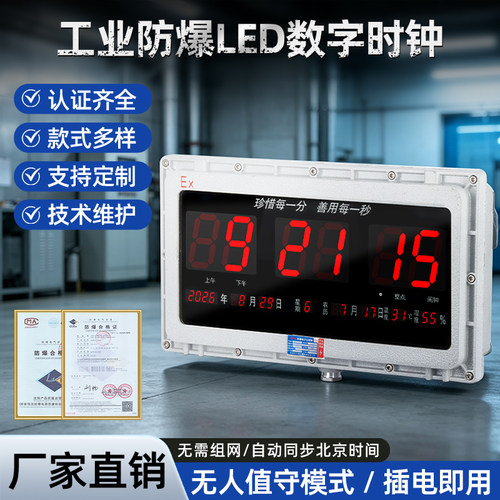 防爆数字钟电子钟挂钟自动对时