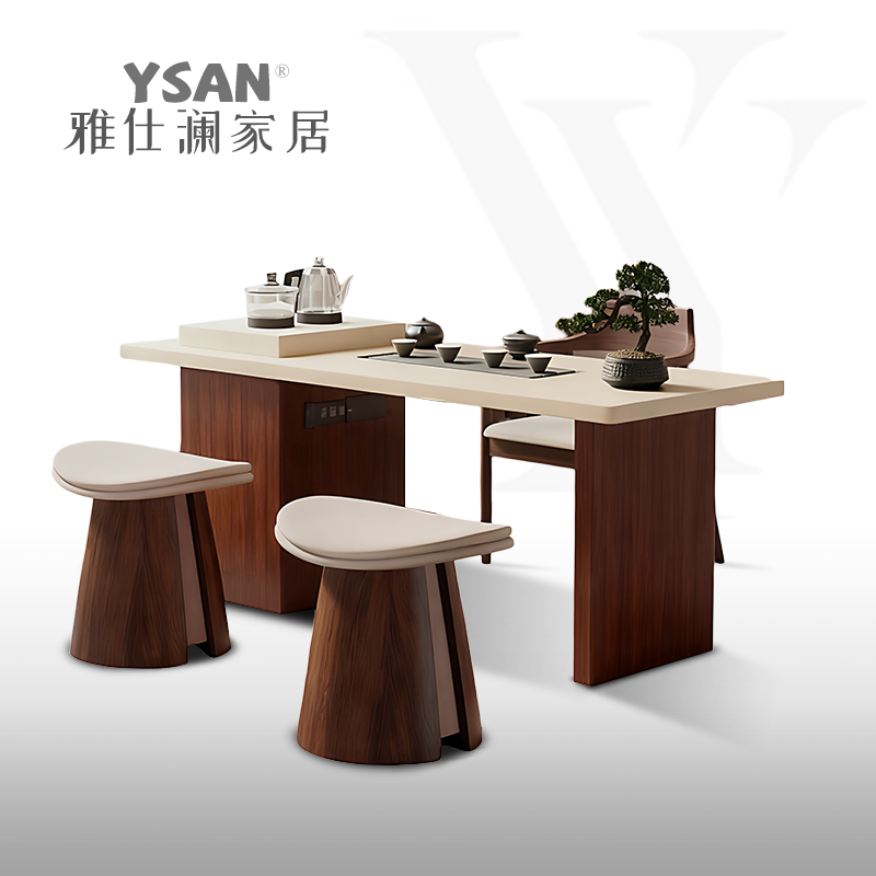 YSAN雅仕澜阳台洞石岩板茶台桌椅