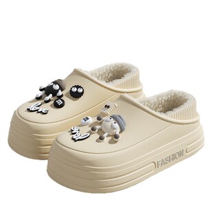 2025可爱厚底学生包跟防水棉鞋 女 宿舍室内加绒保暖家居情侣棉拖鞋