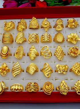 久不掉色铜镀越南沙金戒指时尚