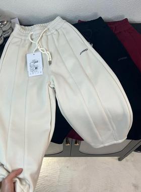 男童加绒裤子儿童一体绒运动裤2024新款中大童秋冬季潮牌加厚卫裤