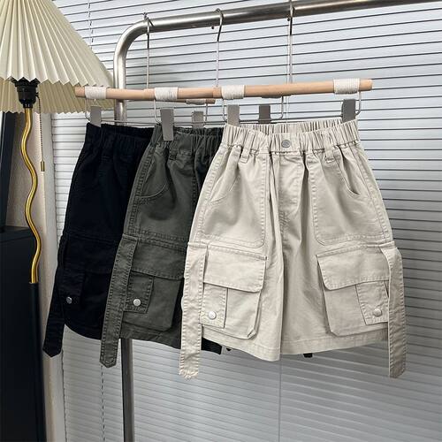 短裤纯棉白色工装短裤