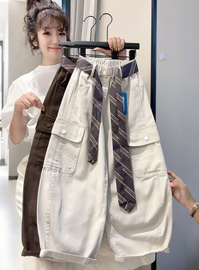 [纯棉品质]春季新款男童女童长裤2025新款中大童宽松休闲工装裤潮