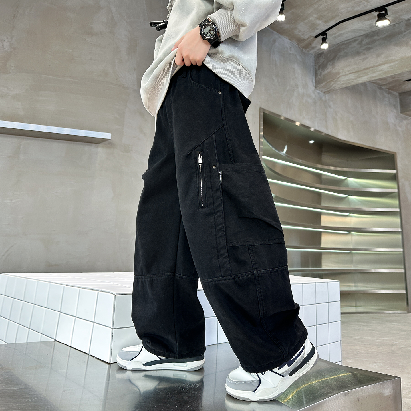 儿童加厚痞帅风洋气冬季工装裤