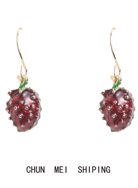 韩国简约小巧甜美红色草莓耳环清新女耳钉耳环饰品耳夹