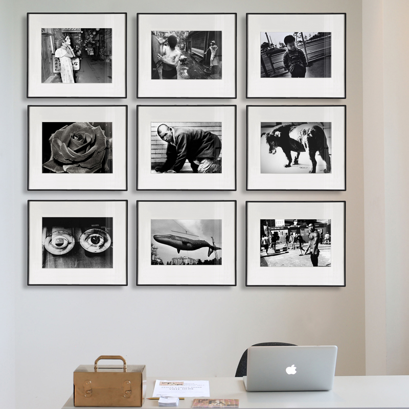 森山大道黑白摄影装饰画现代简约组合墙画壁画照片墙画框带玻璃图片