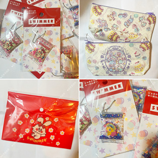 *日本购正品萌物pu皮挂件小熊小兔子爱心swimmer贴纸收纳包拉链扣