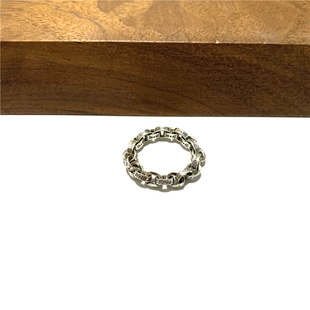 匠银JY 925纯银哥特式字母链条潮流时尚5mm情侣银饰戒指指环