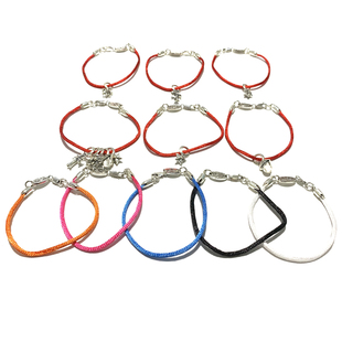 匠银JY 红色925纯银童军花十字架情侣银饰红绳手绳手串手链